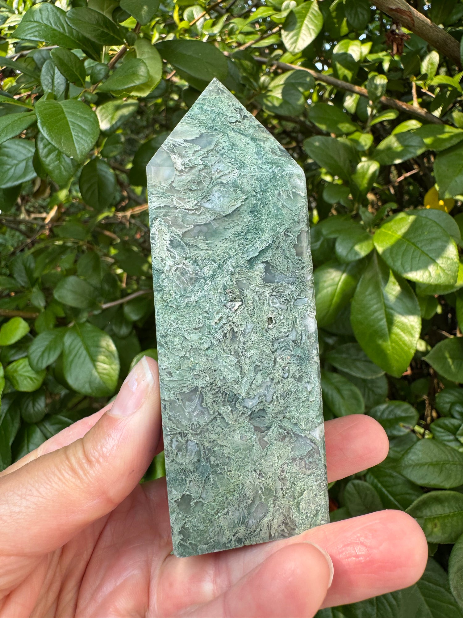 Moss Agate Tower 220 g - Moon Room Shop and Wellness