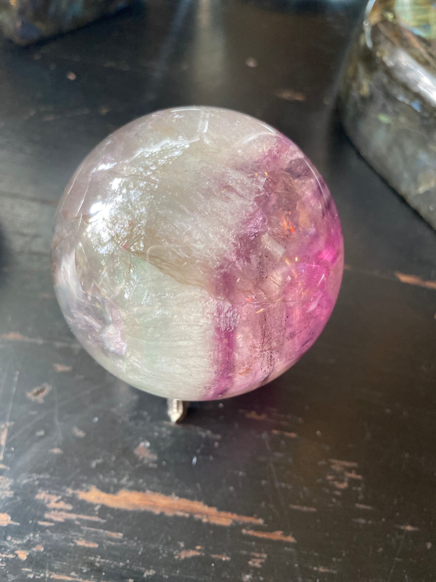 Rainbow Fluorite Sphere 1.01 lb - Moon Room Shop and Wellness