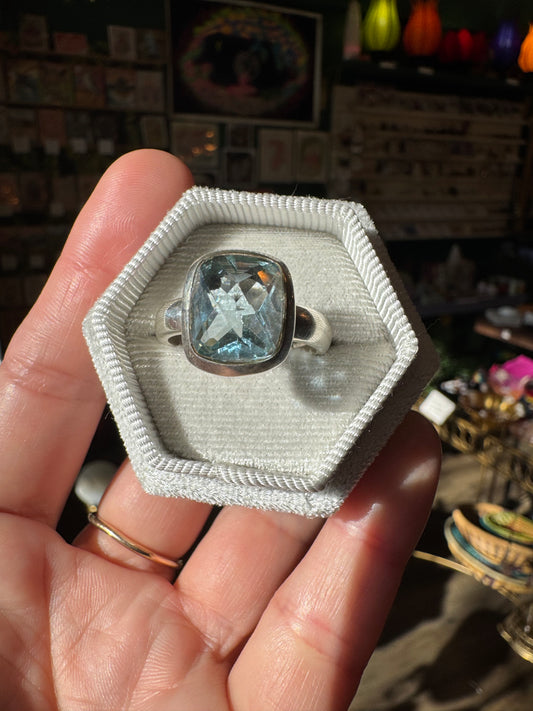 Blue Topaz Sterling Silver Ring Size 9.75 - Moon Room Shop and Wellness