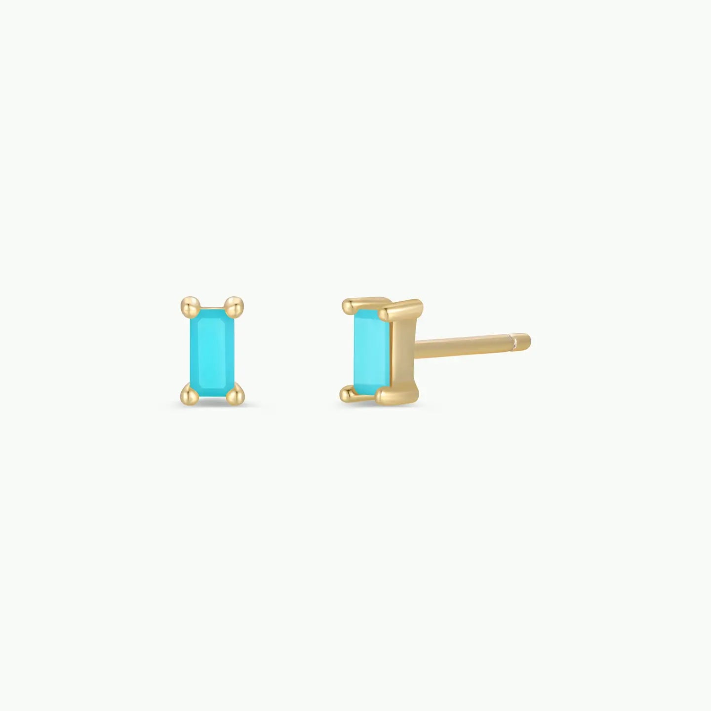 Turquoise Baguette 18kt  Gold Plated Sterling Silver Earrings - Moon Room Shop and Wellness