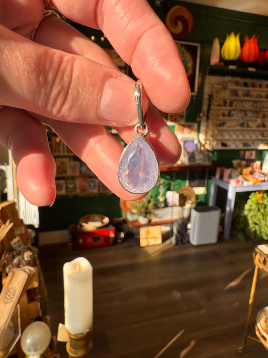 Lavender Amethyst Ethereal Raindrop Sterling Silver Pendant - Moon Room Shop and Wellness
