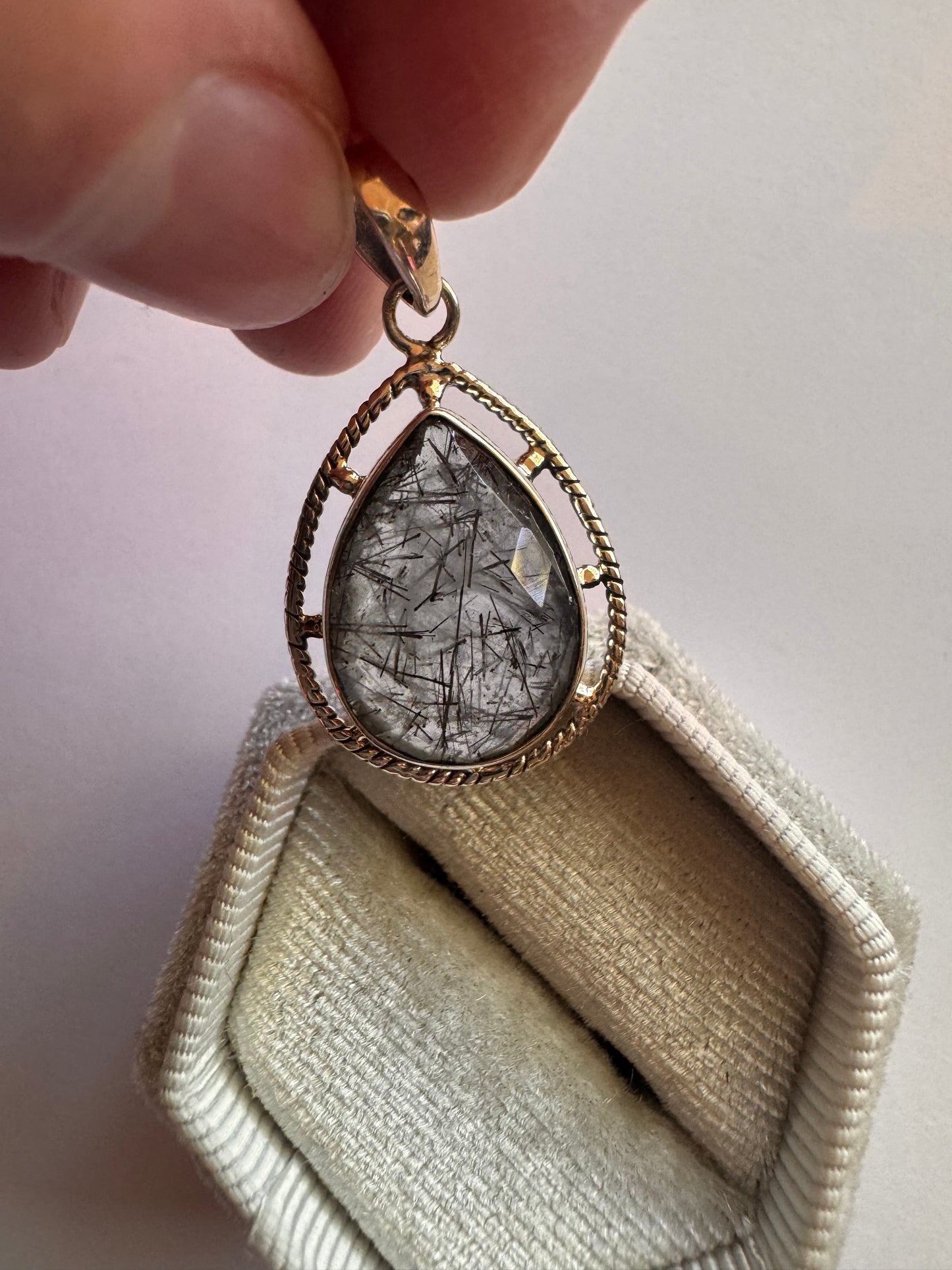 Black Rutilated Quartz Sterling SIlver Pendant - Moon Room Shop and Wellness