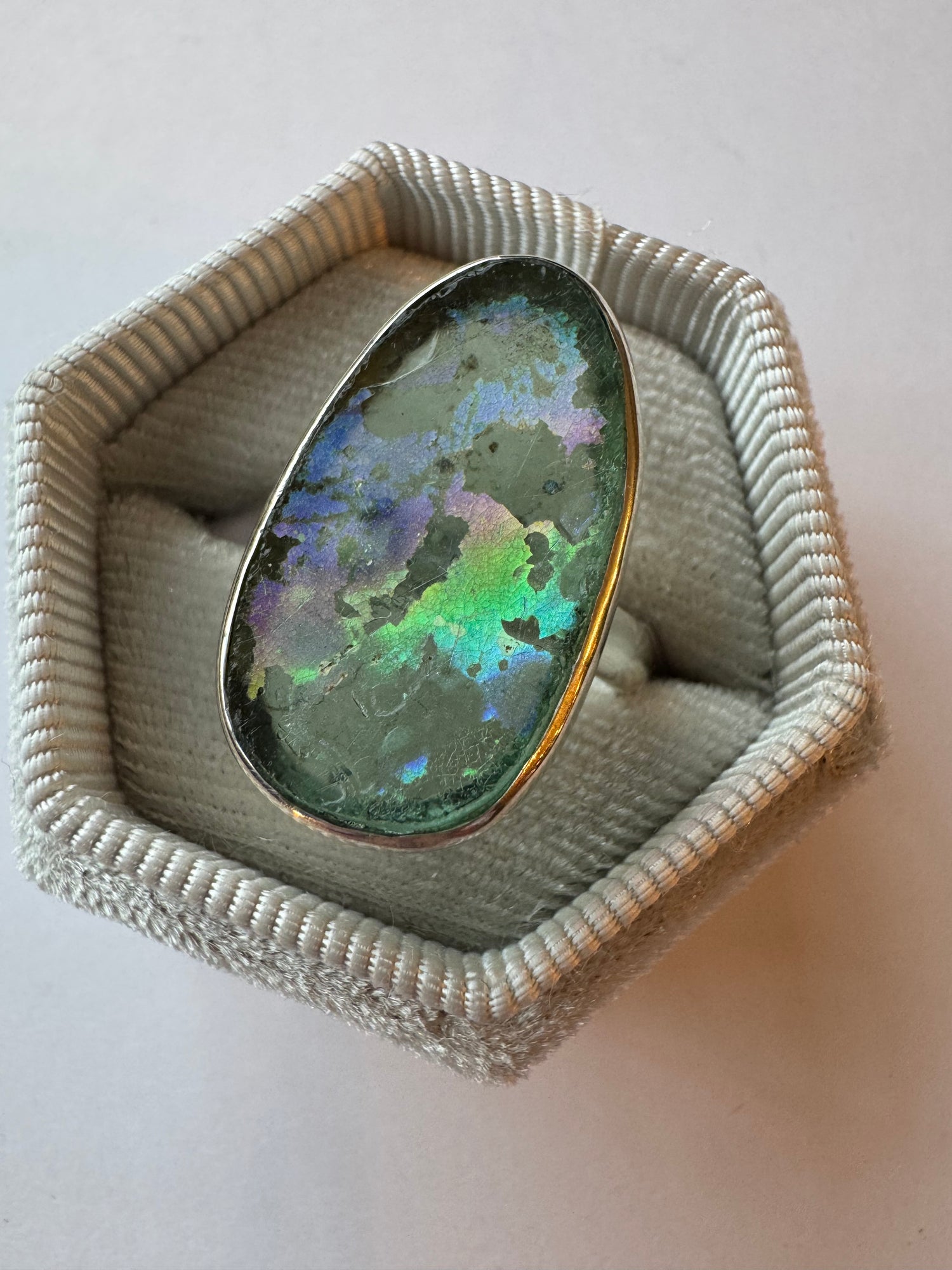 Roman Glass Sterling Silver Adjustable 5-7 Ring - Moon Room Shop and Wellness