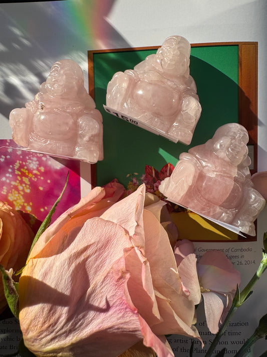Rose Quartz Hand Carved Buddha 1.25-1.5" - Moon Room Shop and Wellness