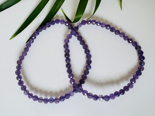 Amethyst Faceted Stretch Bracelet 4mm - Moon Room Shop and Wellness
