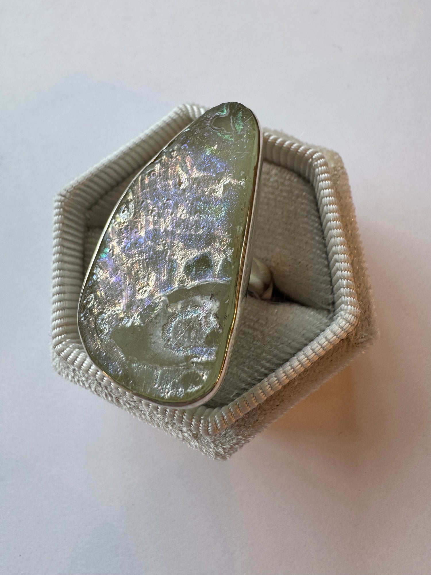 Roman Glass Sterling Silver Adjustable 7-9 Ring - Moon Room Shop and Wellness