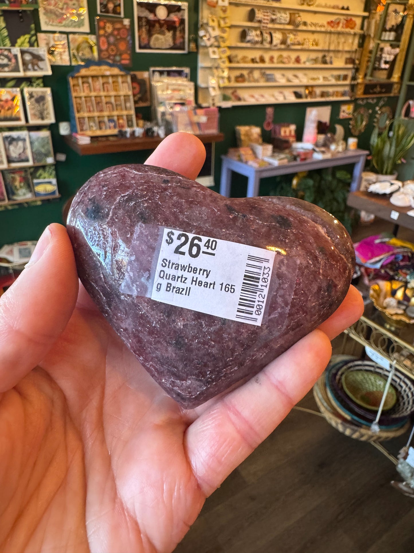 Strawberry Quartz Heart 165 g Brazil - Moon Room Shop and Wellness