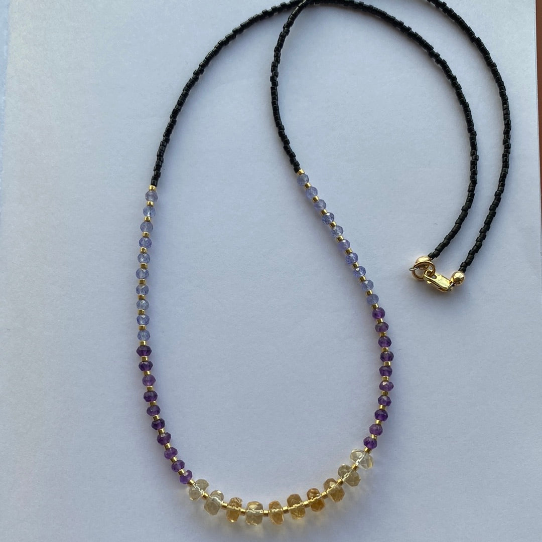 Citrine+ Amethyst + Tanzanite Handmade Necklace - Moon Room Shop and Wellness