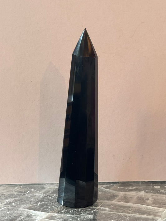 Black Obsidian Faceted Tower 126 g - Moon Room Shop and Wellness