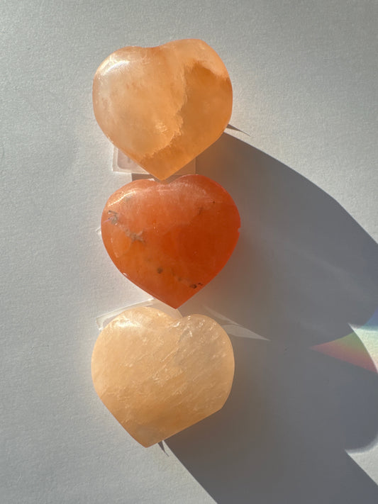 Peach Selenite aka Satin Spar Heart 1.75 " - Moon Room Shop and Wellness