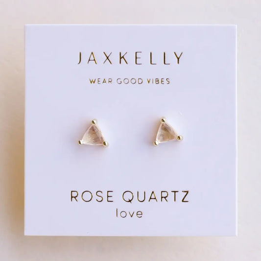 Rose Quartz Mini Energy Gem Sterling Silver 18kt Gold Plated Earrings - Moon Room Shop and Wellness