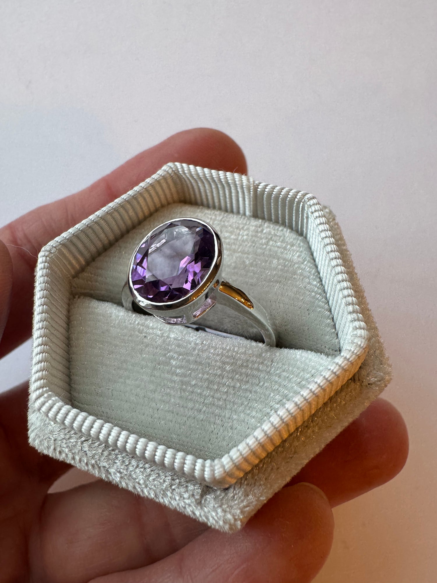 Amethyst Faceted Sterling Silver Ring Size 8 - Moon Room Shop and Wellness