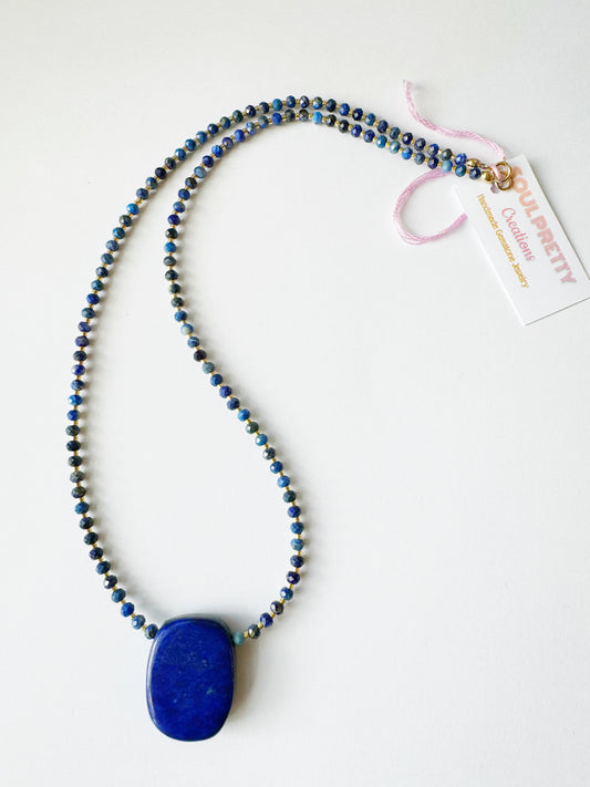 Handmade Lapis Gemstone Necklace - Moon Room Shop and Wellness