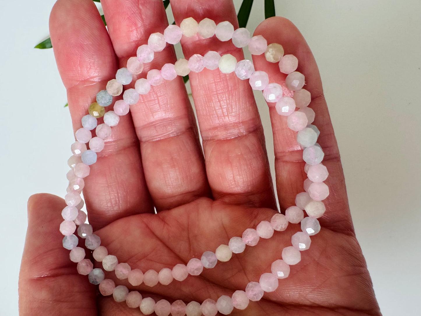 Morganite Faceted Stretch Bracelet 4mm - Moon Room Shop and Wellness