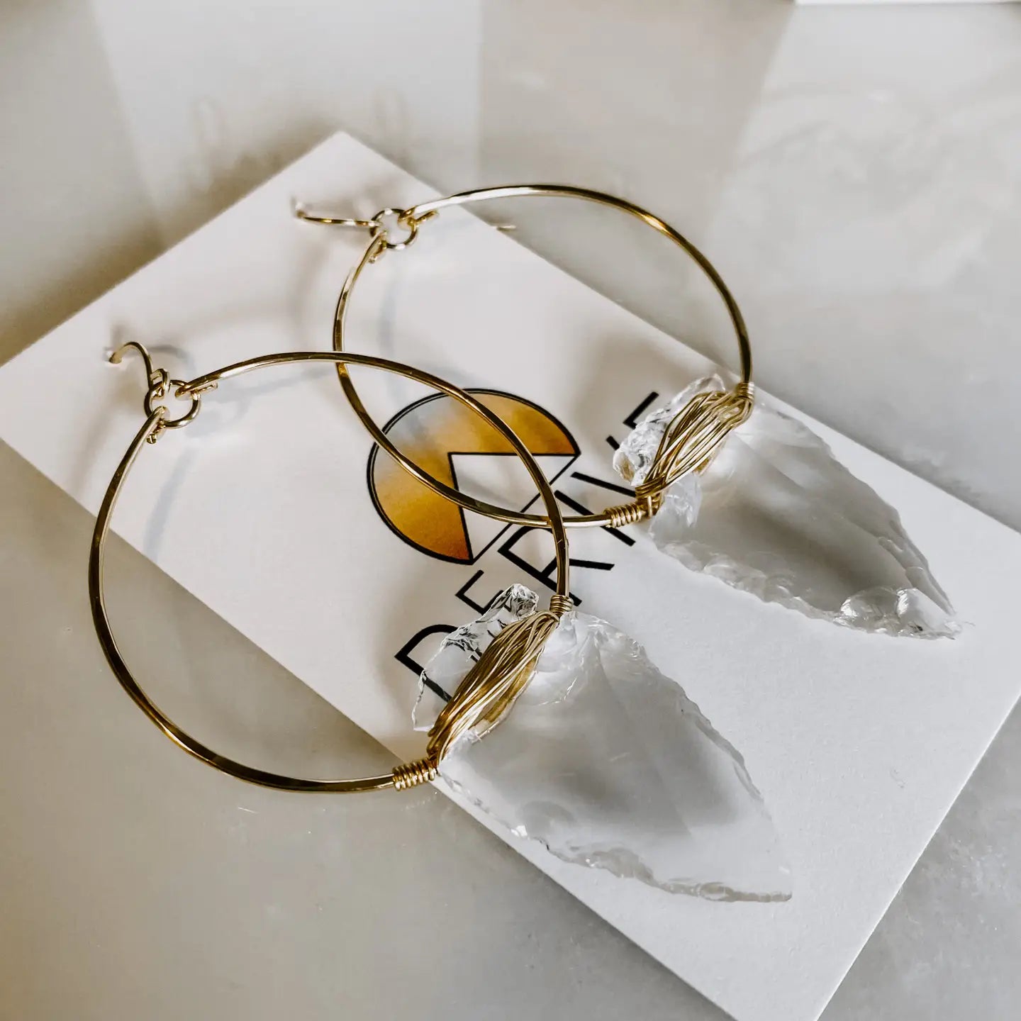 Nala Quartz Crystal Arrowhead Hoops -14k Gold Fill - Moon Room Shop and Wellness