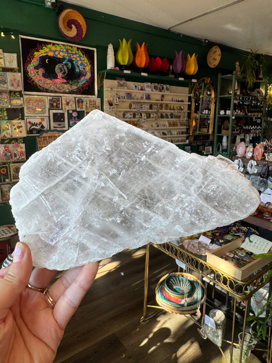 True Selenite Slab/Charging Plate 1.36 lb - Moon Room Shop and Wellness