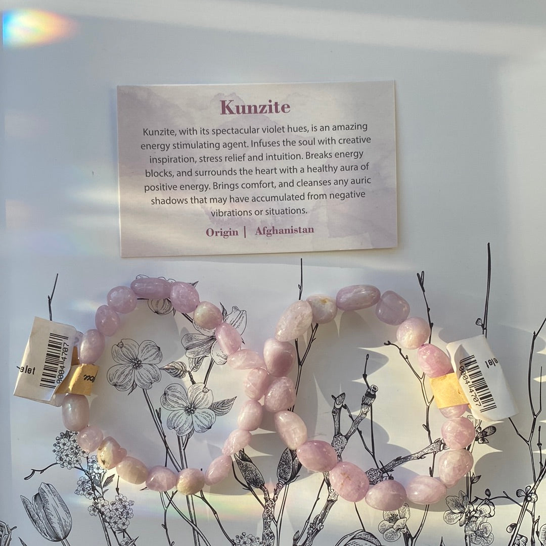 Kunzite 10x12mm Stretch Bracelet - Moon Room Shop and Wellness