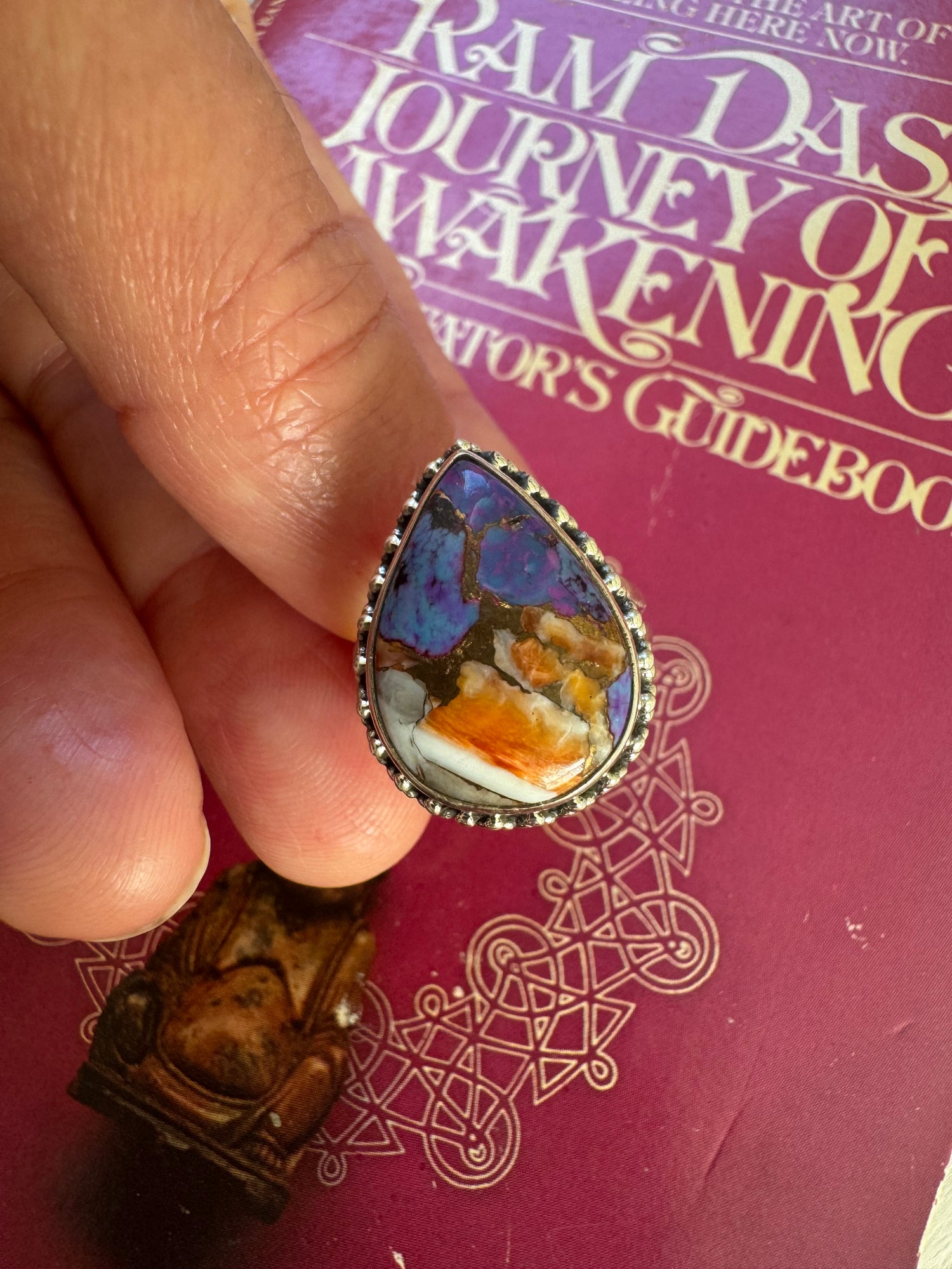 Oyster Copper Turquoise 925 Sterling Silver Ring Size 6.25 - Moon Room Shop and Wellness