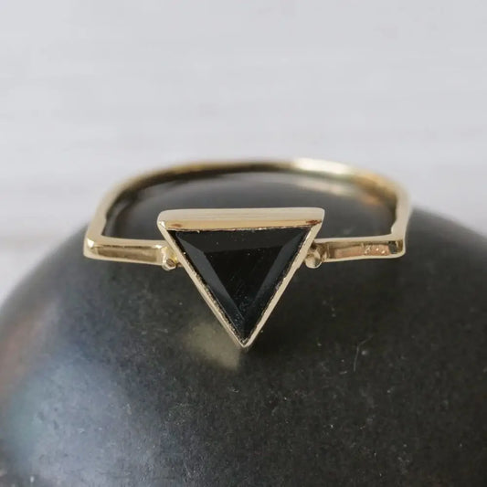 Triangle Onyx Stone in Brass Sizes 6,7,8 - Moon Room Shop and Wellness