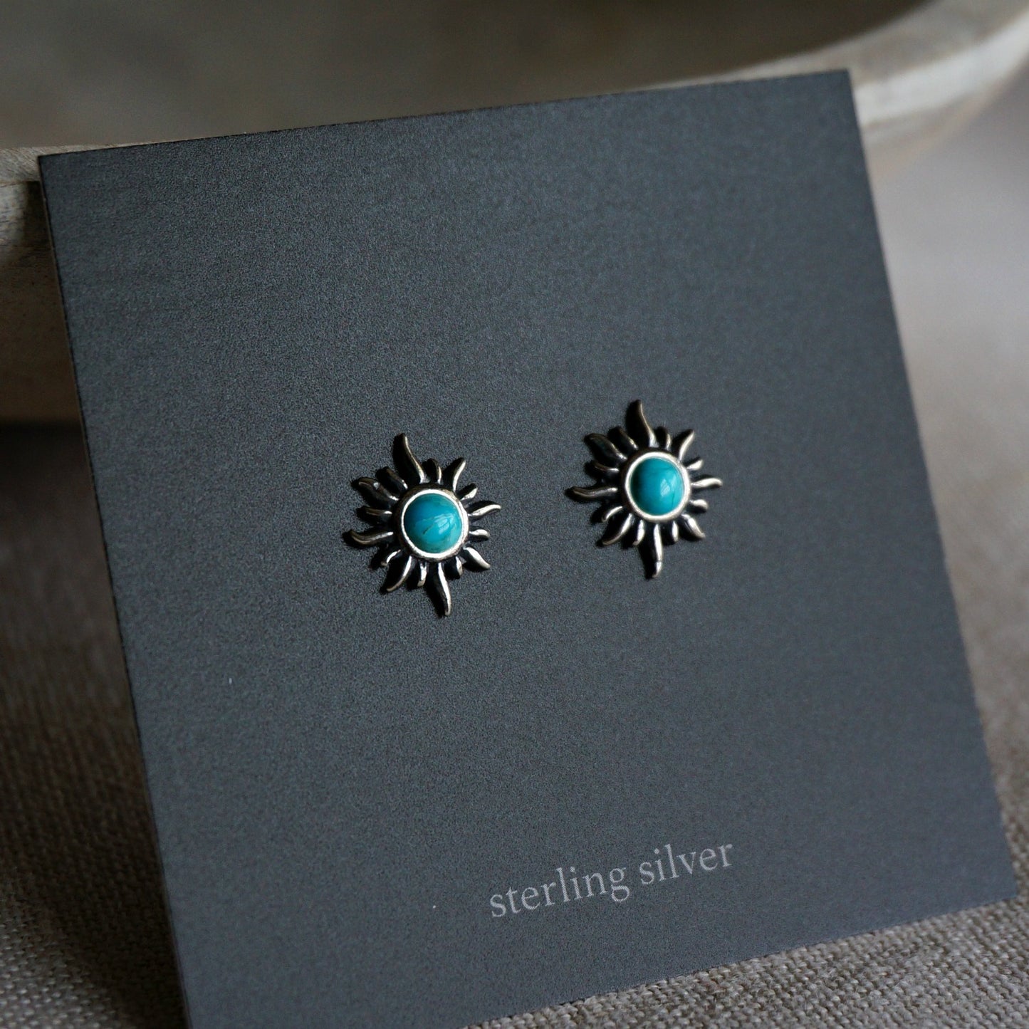 Sunburst Turquoise Earrings - Sterling Silver - Moon Room Shop and Wellness