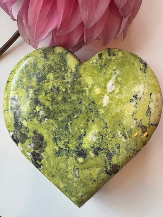 Serpentine with Pyrite Heart 2.69 lb- Mexico- Beauty! - Moon Room Shop and Wellness