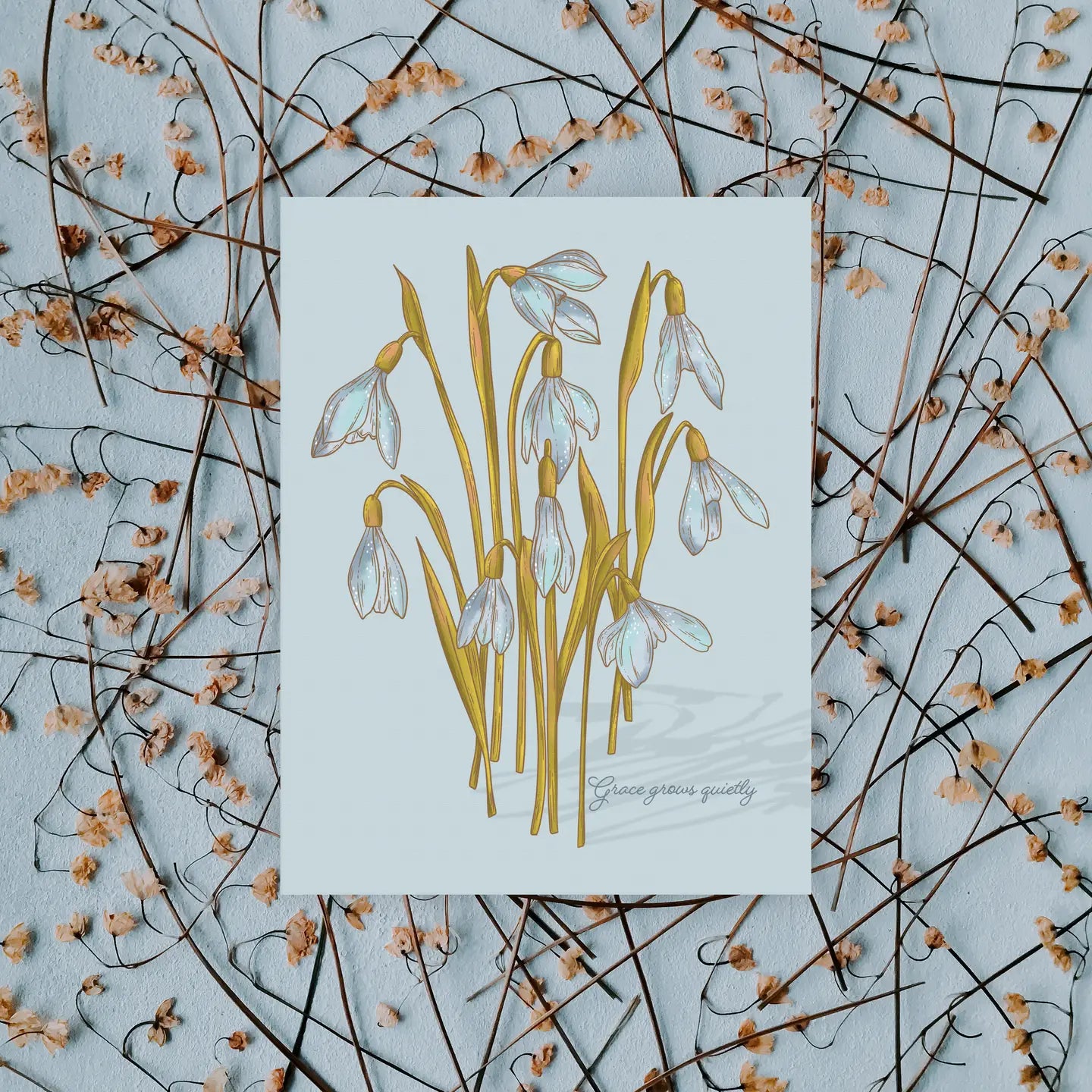 Grace Grows Quietly Card- Blank Inside - Moon Room Shop and Wellness