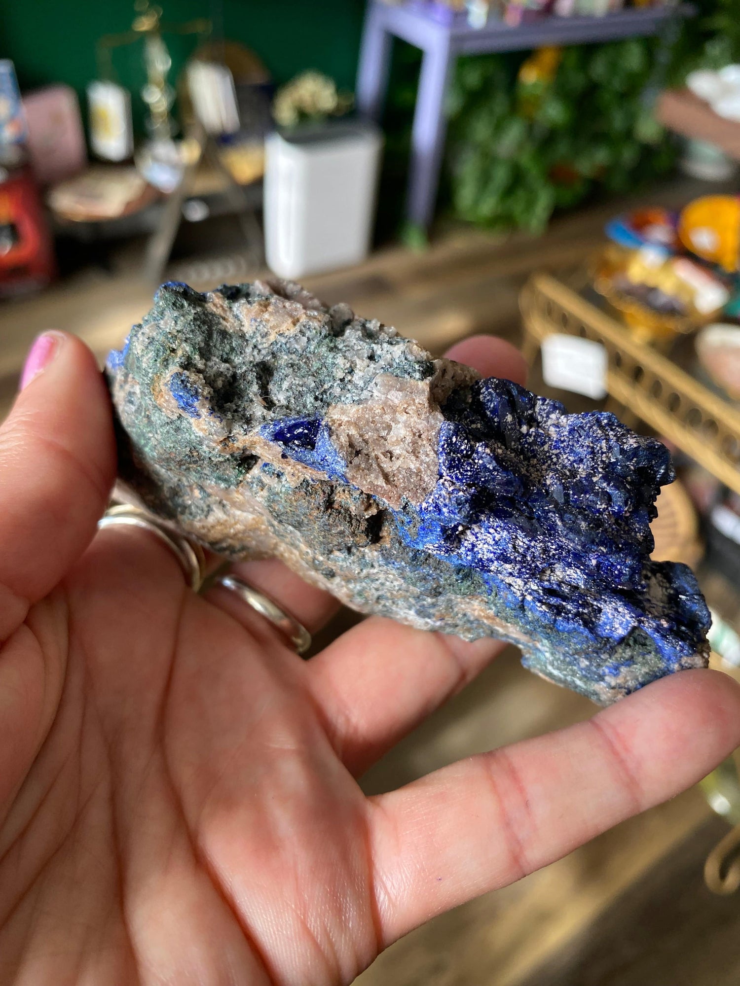 Azurite with Malachite and Cobaltoan Calcite Specimen 227 g Ethically Sourced - Moon Room Shop and Wellness