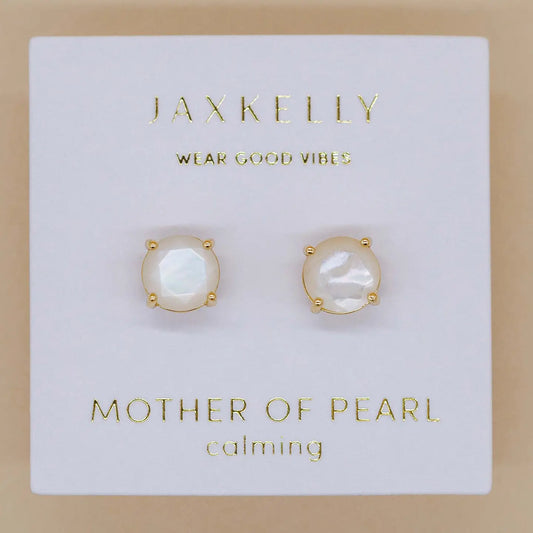 Mother of Pearl Emerald 18kt Gold Plated Sterling Silver Earrings - Moon Room Shop and Wellness