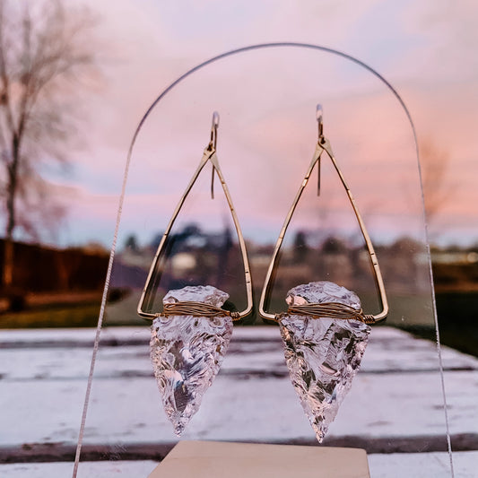 Nala Quartz Crystal Arrowhead Earrings- 14kt gold Fill - Moon Room Shop and Wellness