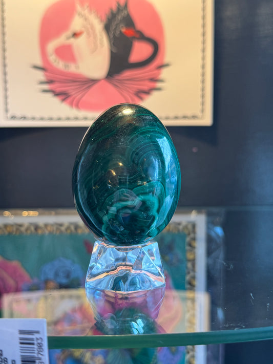Malachite Egg with Stand 198 g Congo Beauty - Moon Room Shop and Wellness