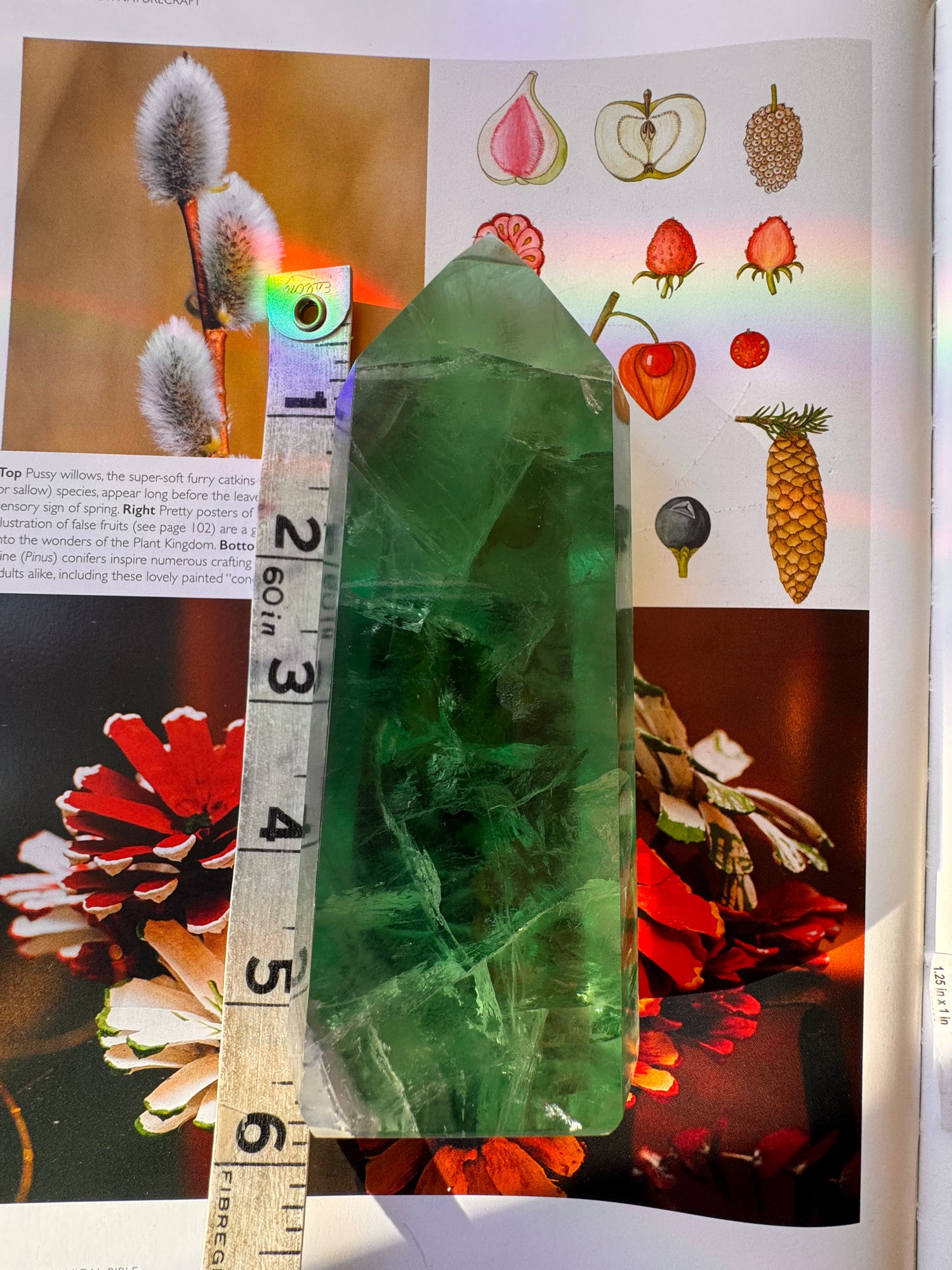 Green Fluorite Tower U.V. Reactive 399 g Argentina - Moon Room Shop and Wellness