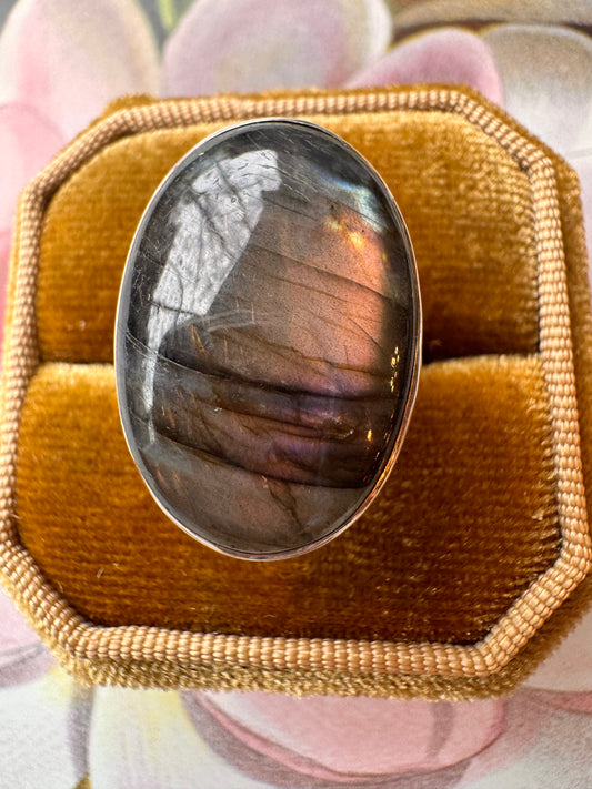 Labradorite Sterling Silver Ring Adjustable - Moon Room Shop and Wellness