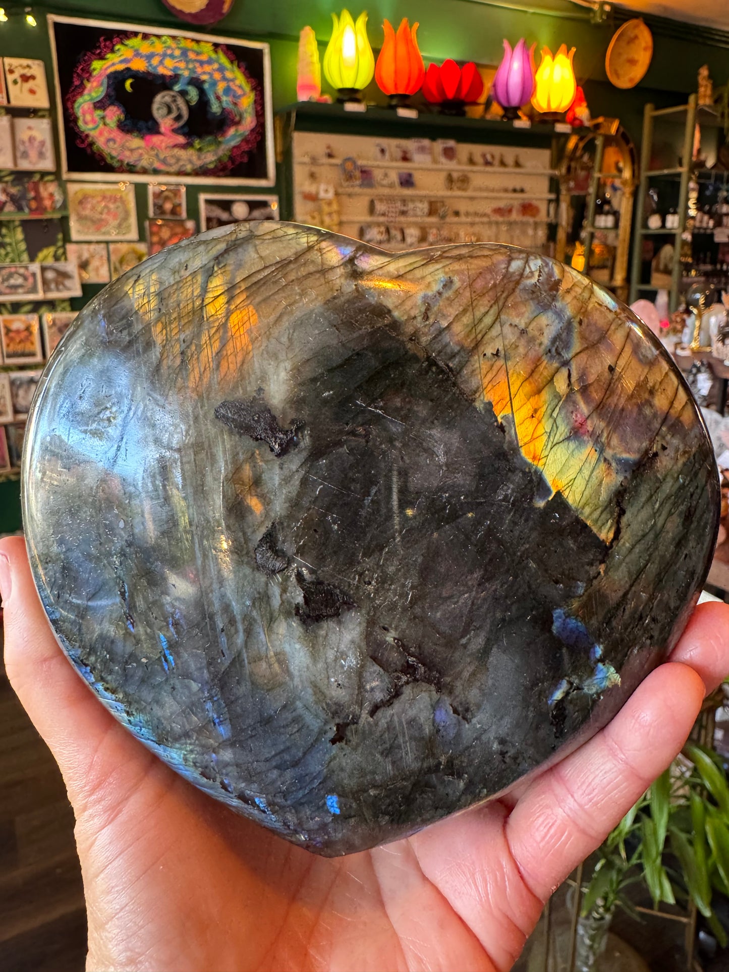 Labradorite Flashy Heart 3.25 lb  Madagascar Beauty!