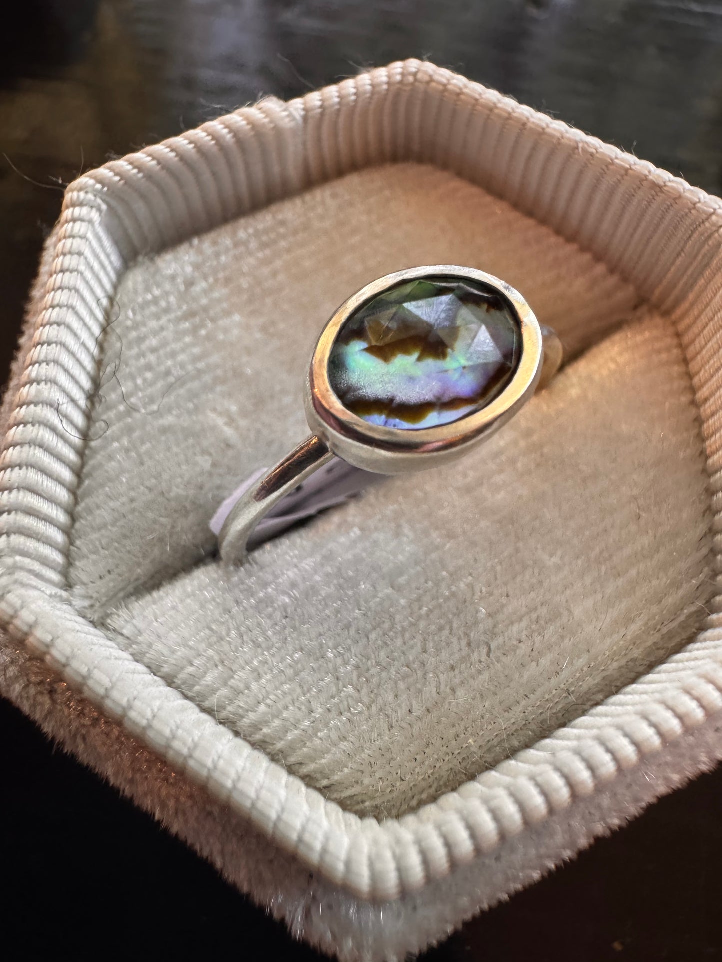 Abalone Sterling Silver Ring Size 8.5
