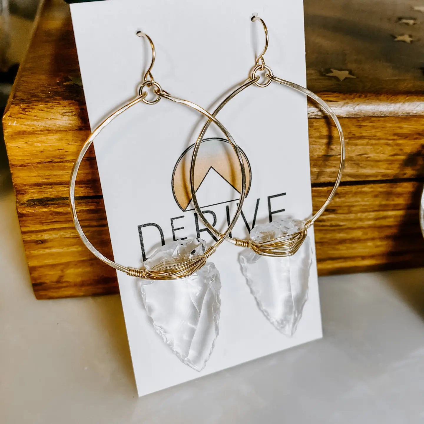 Nala Quartz Crystal Arrowhead Hoops -14k Gold Fill - Moon Room Shop and Wellness