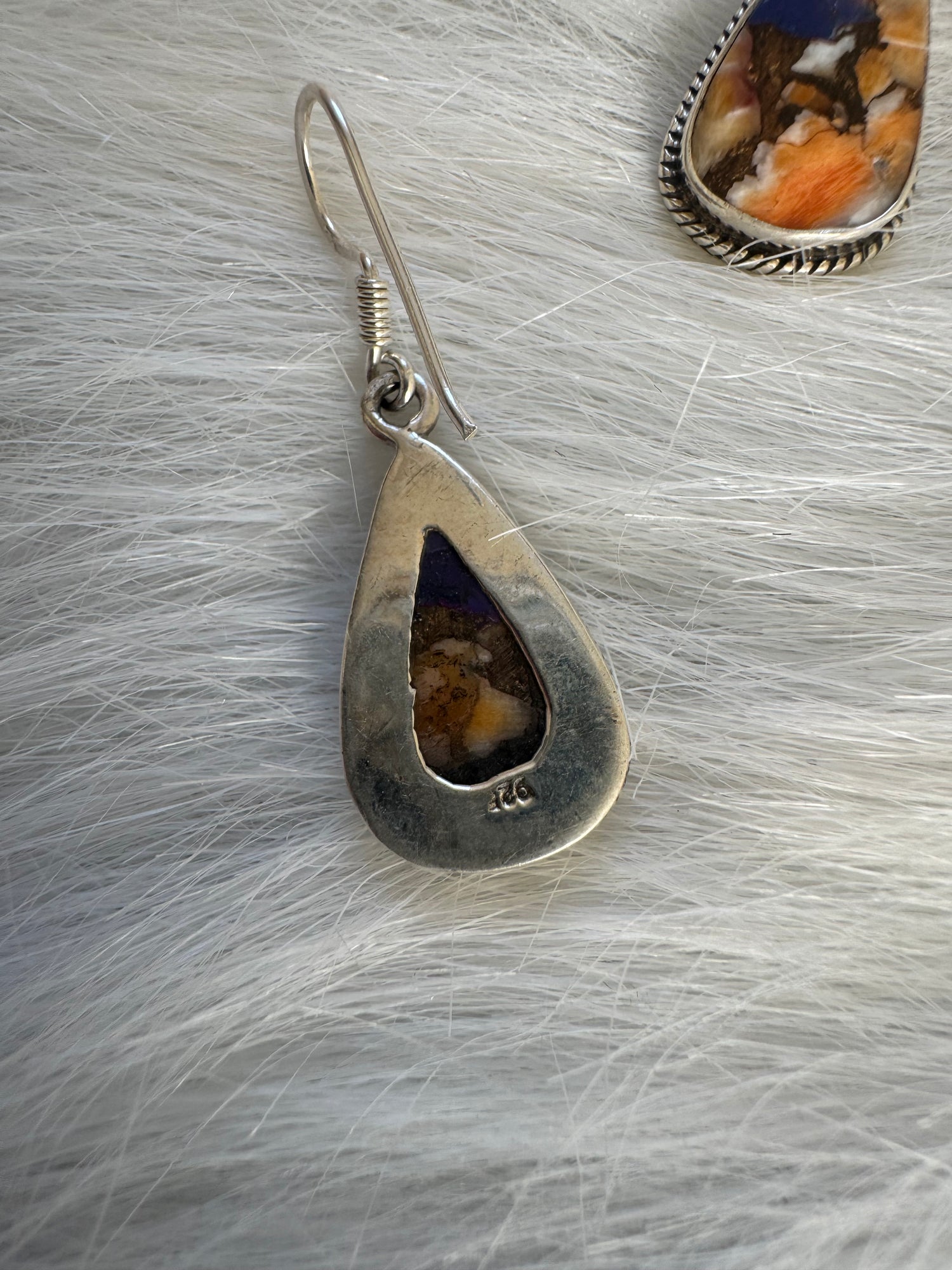 Spiny Oyster Purple Turquoise Sterling Silver Dangle Earrings - Moon Room Shop and Wellness