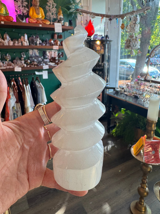 Selenite Standing Spiral