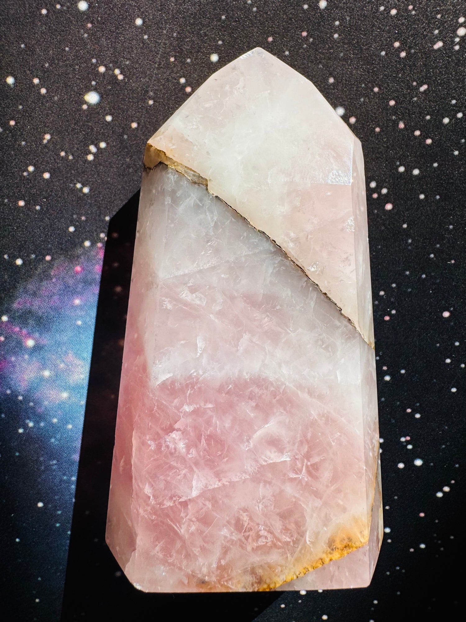 Rose Quartz w/ Golden Healer Tower 214 g Brazil Superb Beauty!! - Moon Room Shop and Wellness