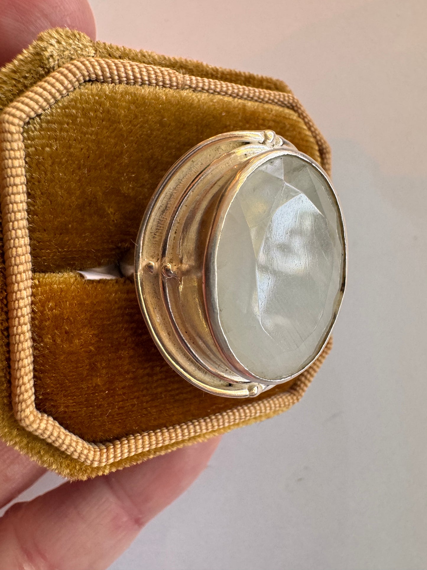 Moonstone Sterling SIlver Plated Brass Ring Size 7,8,9