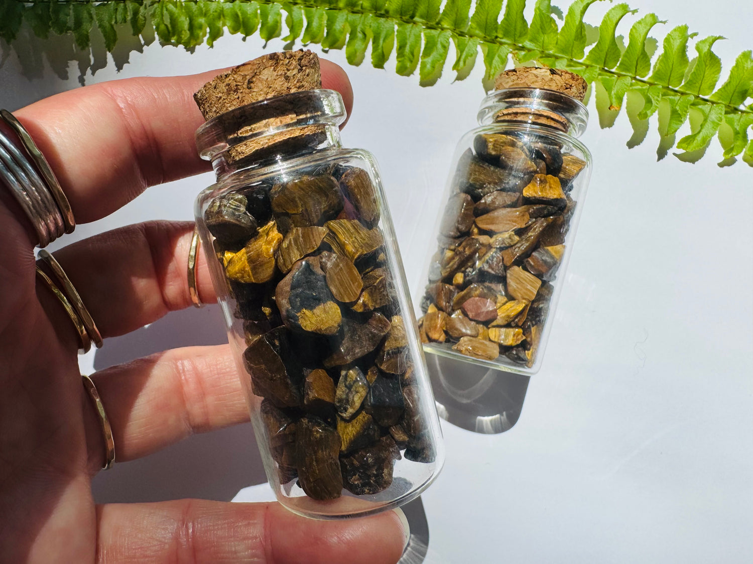 Tiger’s Eye Gem Chip 25 ml Glass Jar - Moon Room Shop and Wellness