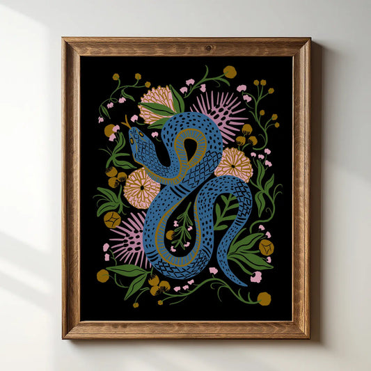 Charmed Snake - Black 8" X 10" Art Print - Moon Room Shop and Wellness