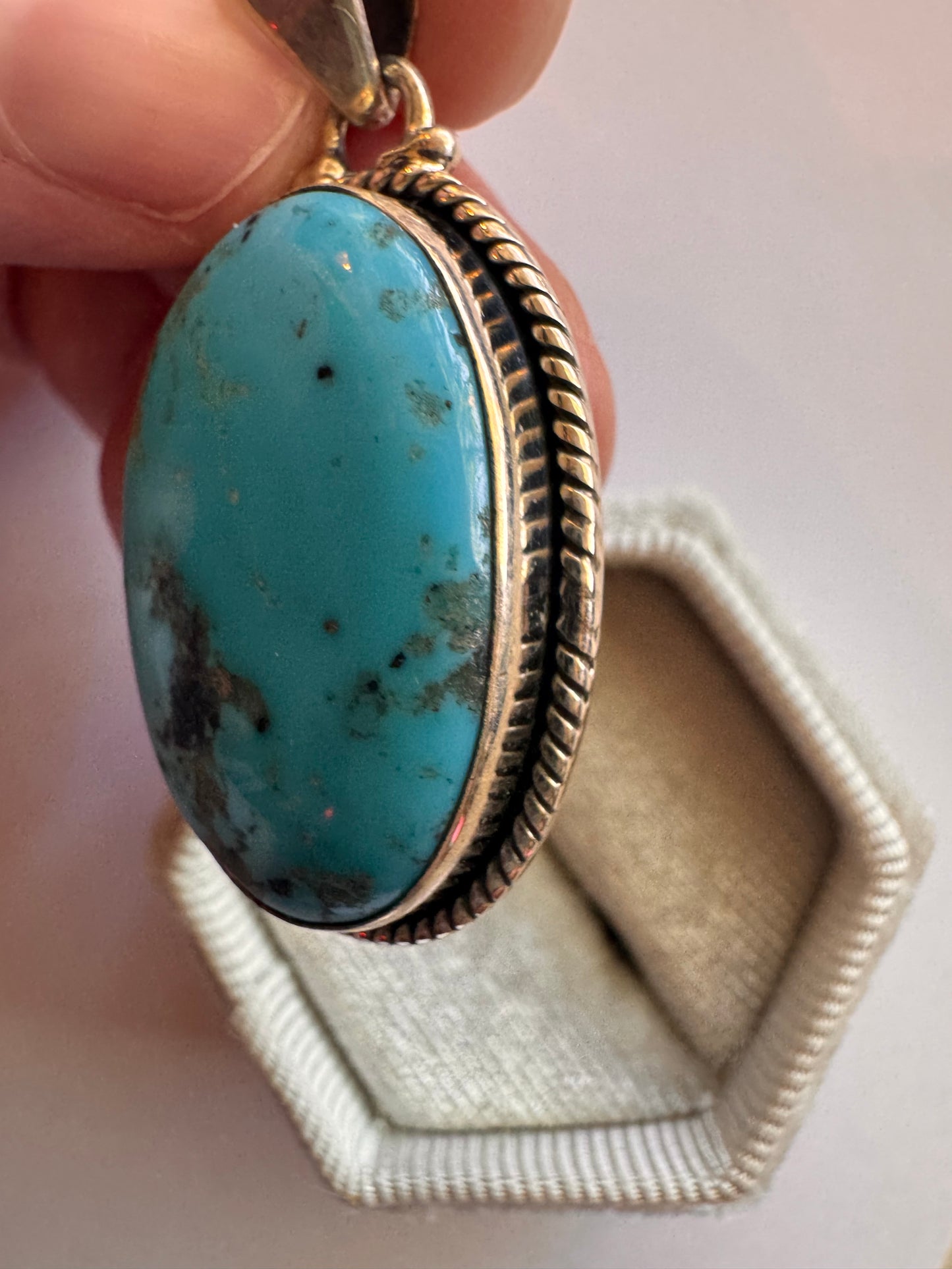 Natural Turquoise Sterling Silver Pendant - Moon Room Shop and Wellness