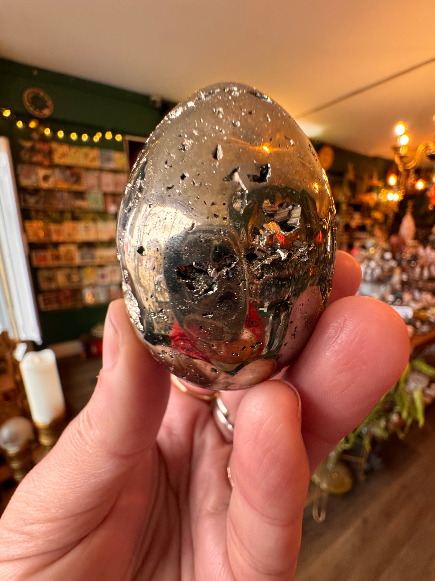 Pyrite Sparkly Egg 254 g Peru - Moon Room Shop and Wellness