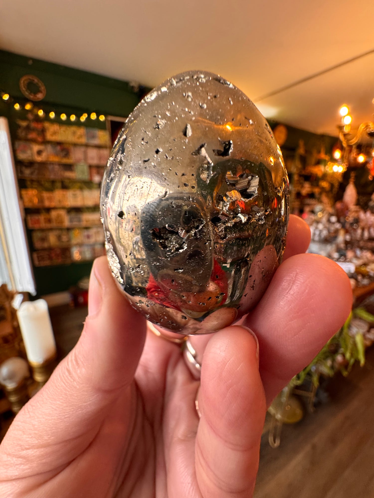Pyrite Sparkly Egg 254 g Peru - Moon Room Shop and Wellness