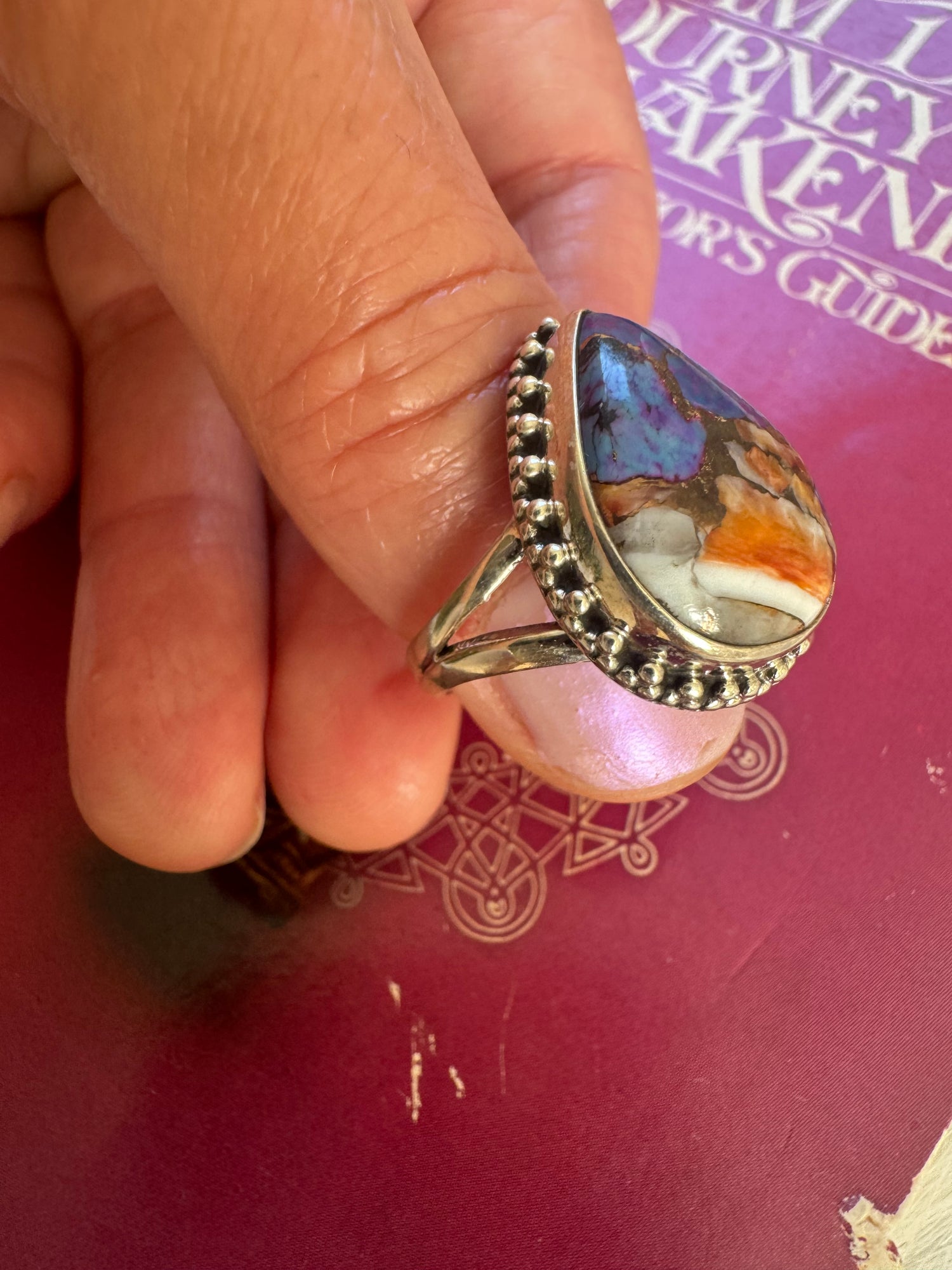 Oyster Copper Turquoise 925 Sterling Silver Ring Size 6.25 - Moon Room Shop and Wellness