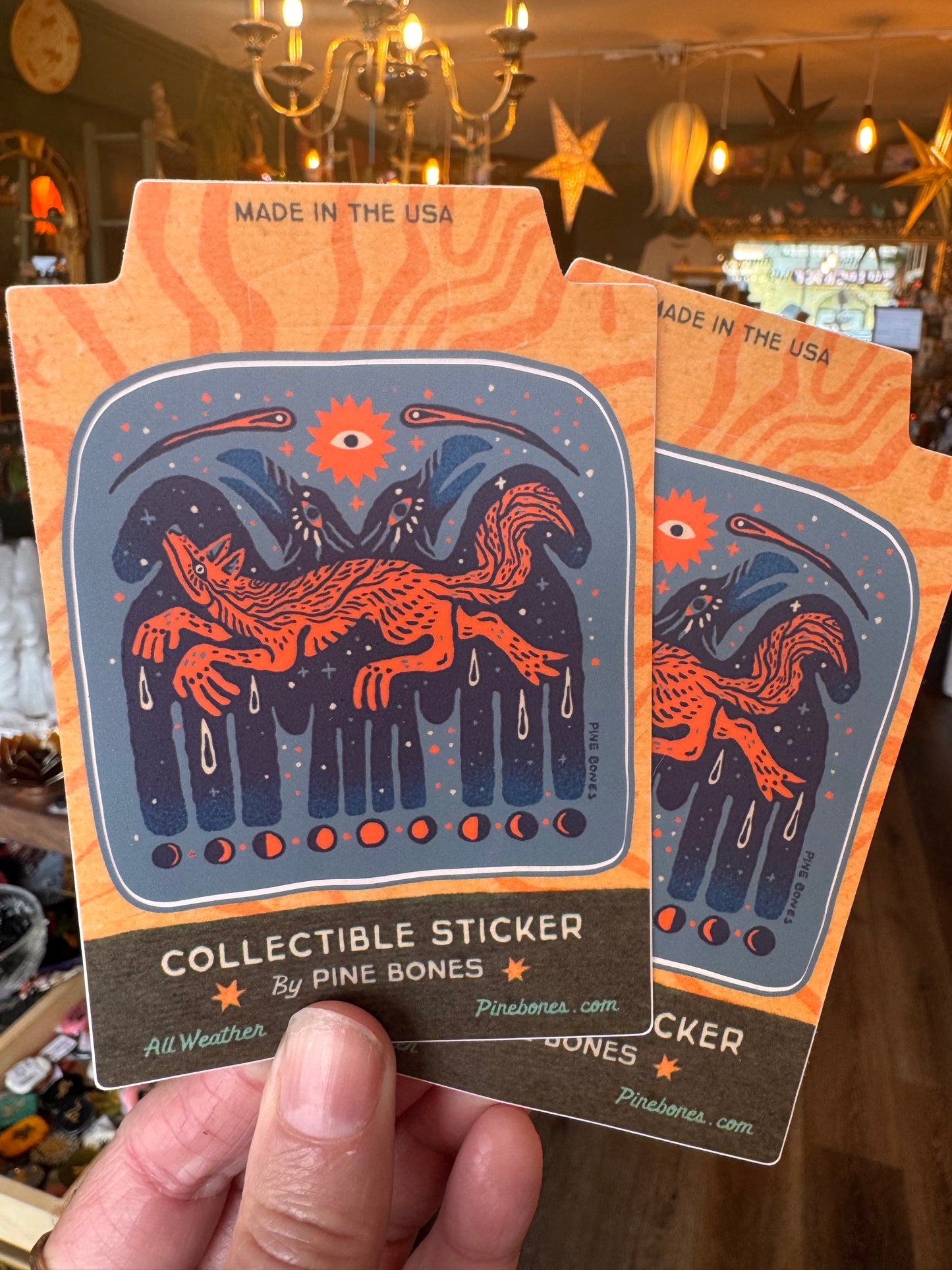 Night raven and Coyote Sticker by Pine bones - Moon Room Shop and Wellness