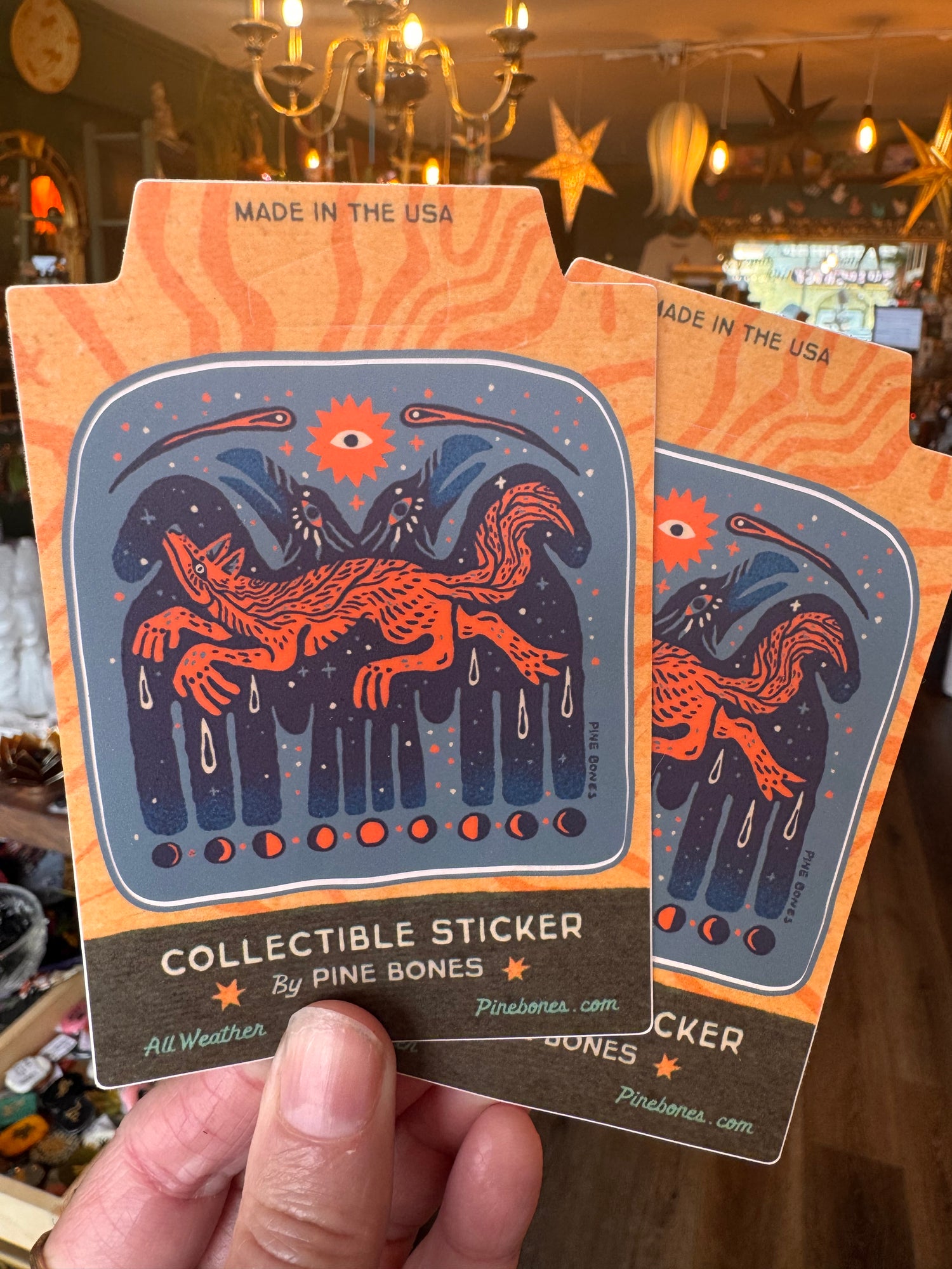 Night raven and Coyote Sticker by Pine bones - Moon Room Shop and Wellness