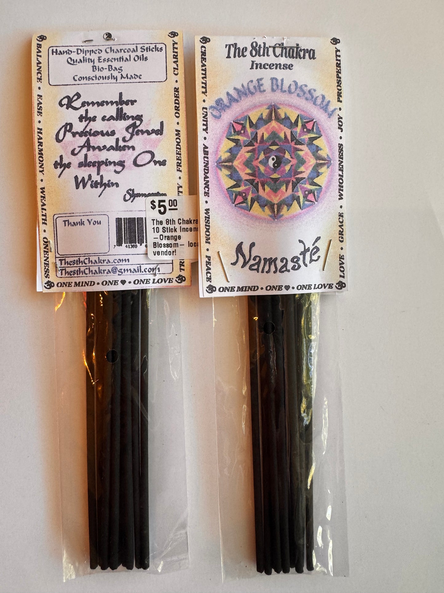The 8th Chakra 10 Stick Incense -Orange Blossom- local vendor!