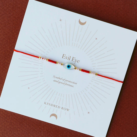 Evil Eye Cord Bracelet- Red - Moon Room Shop and Wellness
