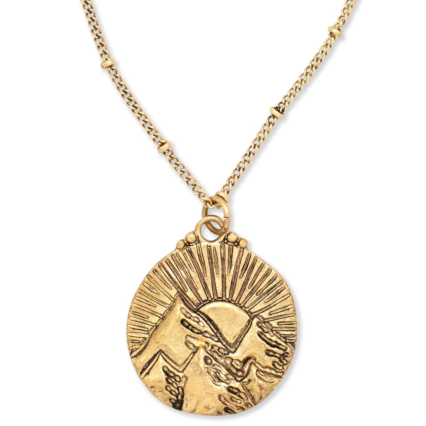 Mountains of the Sun Necklace | Gold Plated Brass- 33 inch - Moon Room Shop and Wellness
